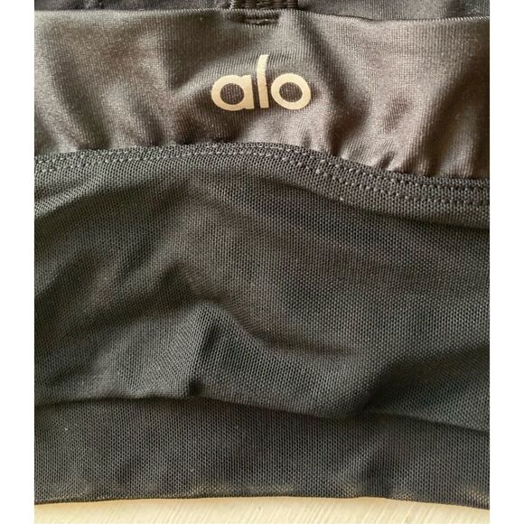 Alo Yoga Lavish shiny black RACERBACK SPORT BRA sz S pickleball - Picture 5 of 6